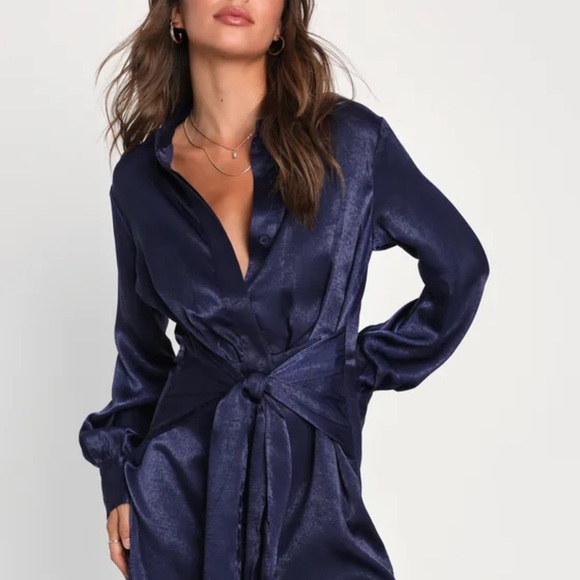 Lulus XS Dark Blue Dress - Picture 3 of 7